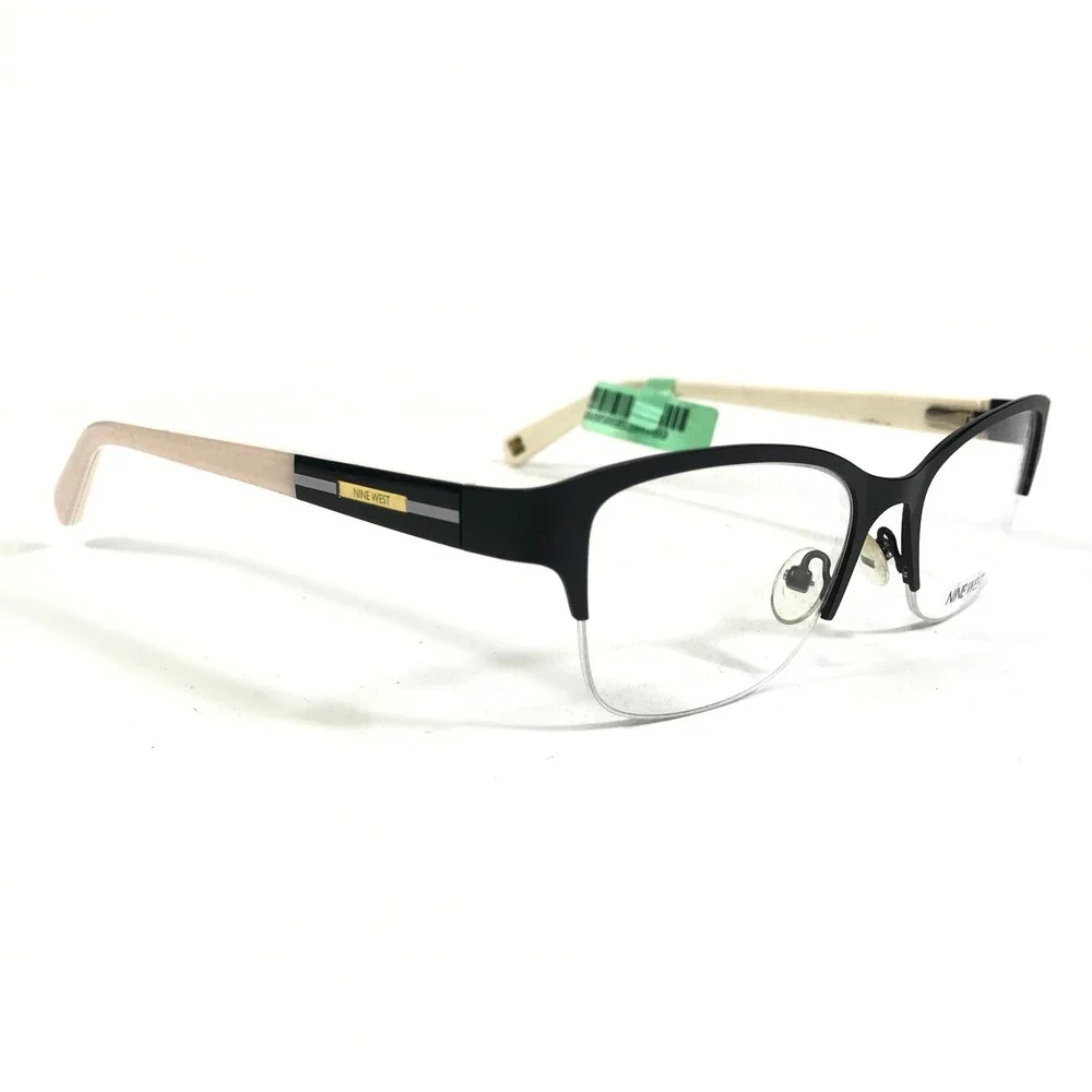 Nine West Eyeglasses Frames NW1076 001 Nude Black Cat Eye Half Rim 50-18-130